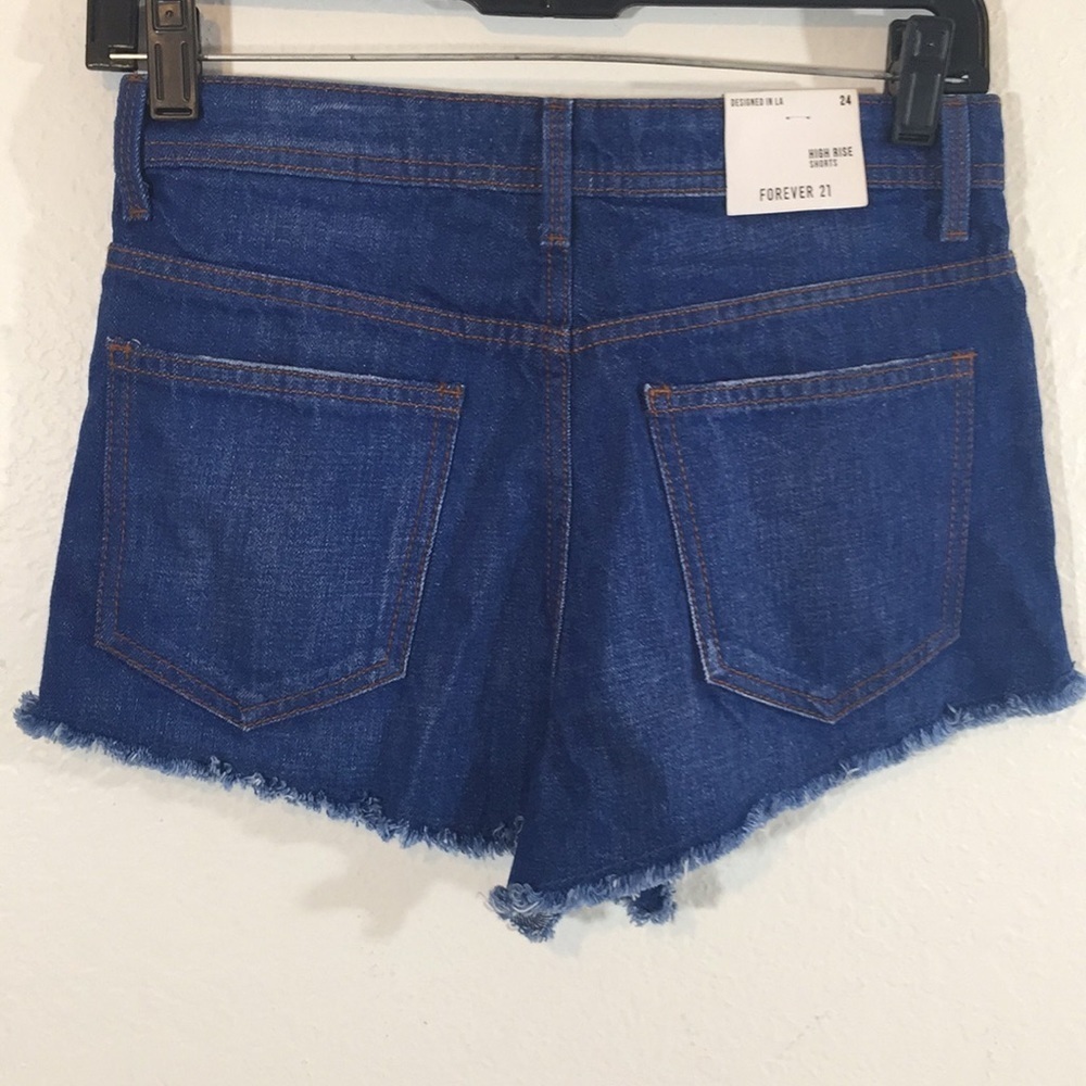 Forever 21 High Waisted Raw Hem Jeans Shorts - Picture 2 of 5